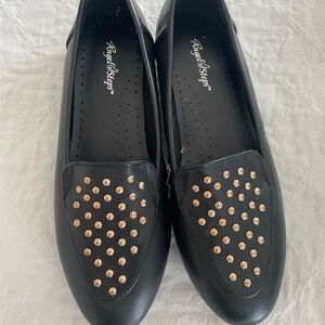 Black and Gold Studded Loafers Flats